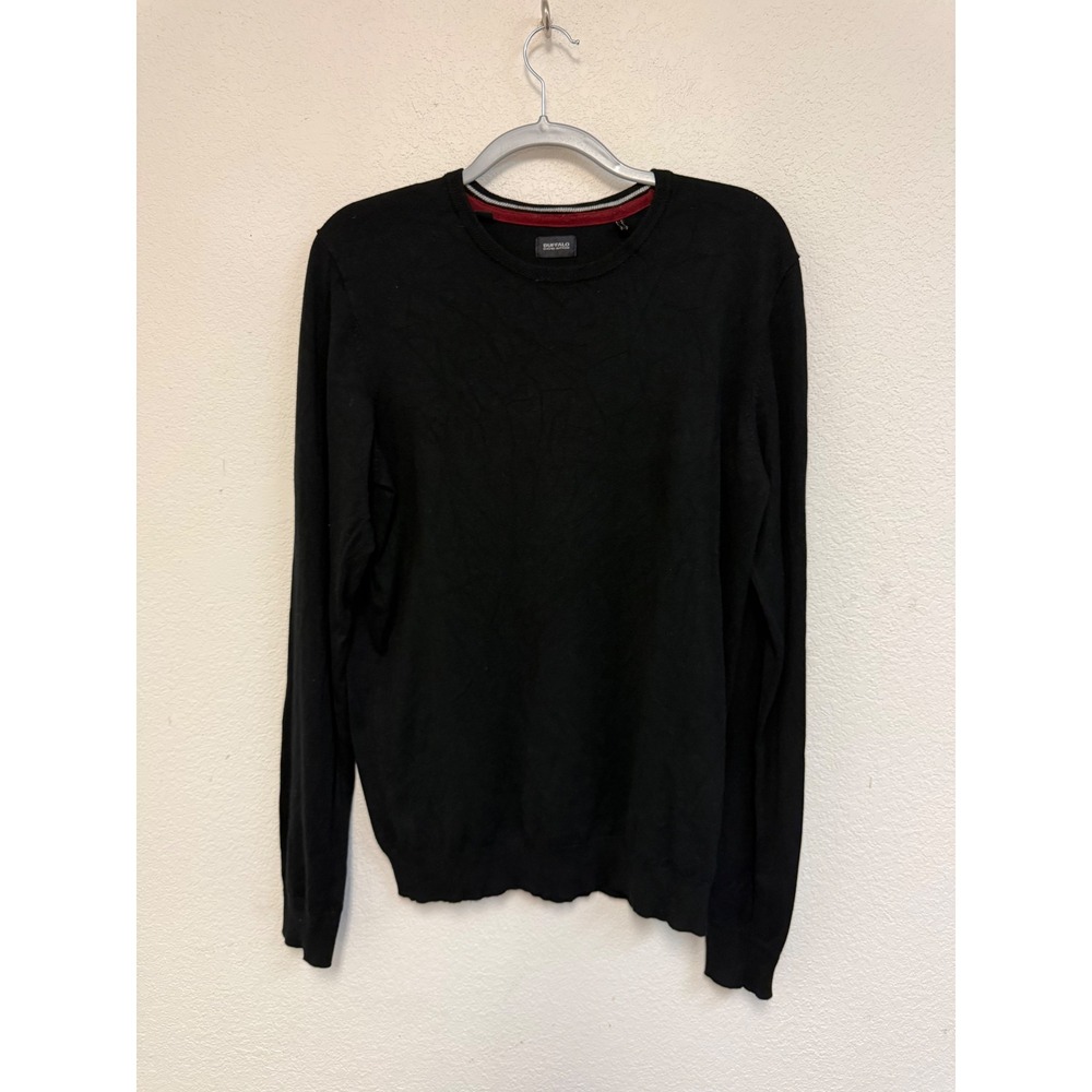 Buffalo David Bitton Men's Large Black Crew Neck Sweater Viscose Blend